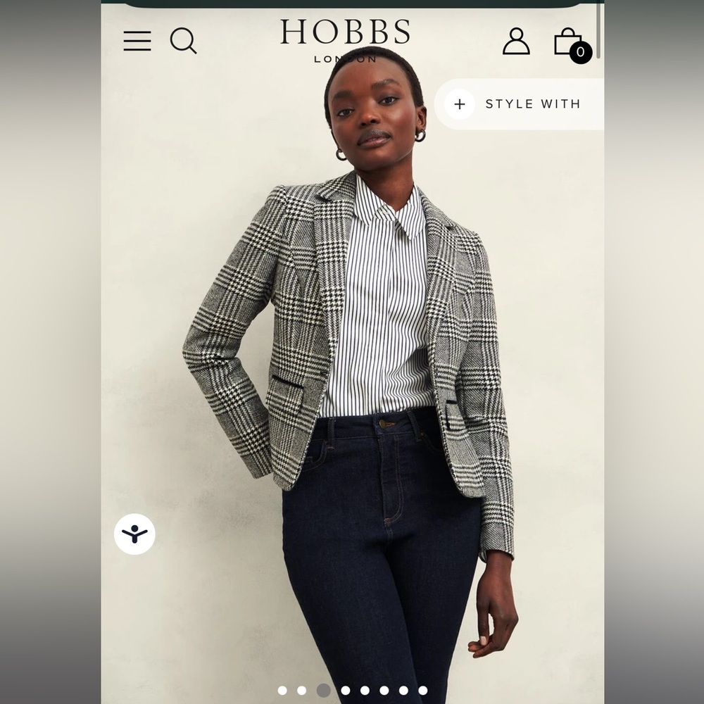 Hobbs Women's Black and White Plaid Blazer